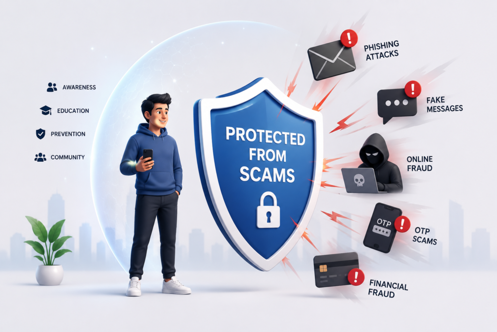 A shield protecting from scam