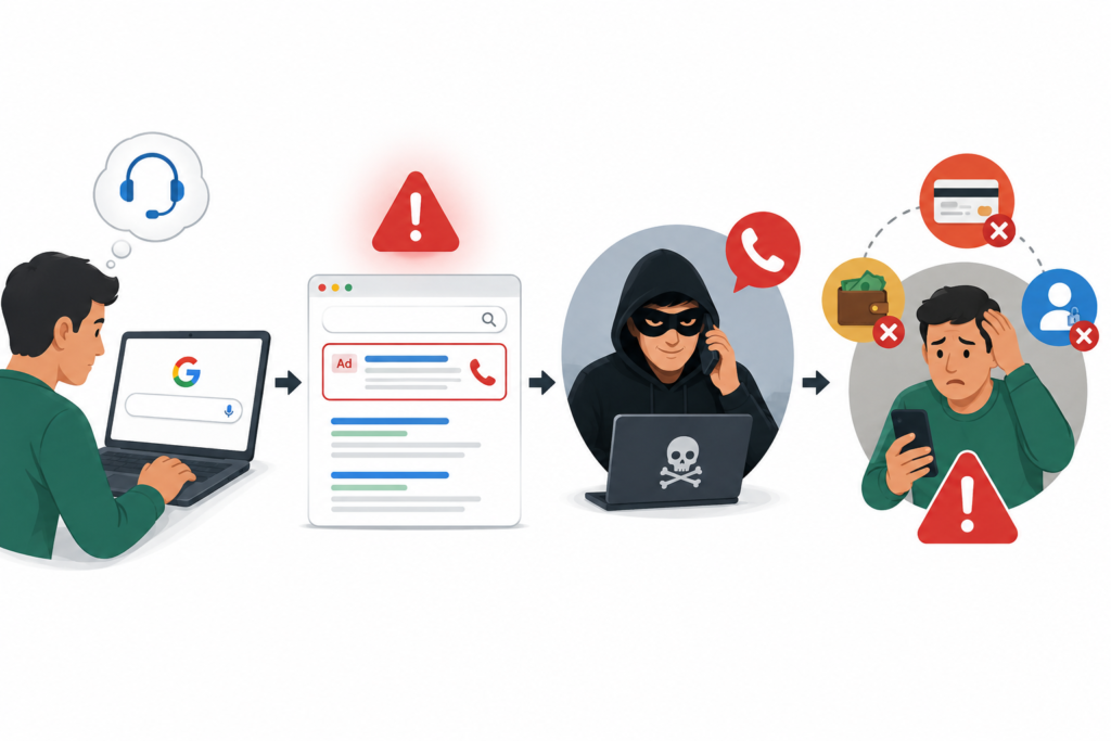 You Googled a Customer Care Number. It Was a Scammer. Here Is How It Happens.